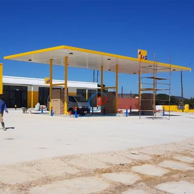 Enerji tasarruflu çelik yapısı benzin istasyonu, endüstriyel metal gölgelik salonu