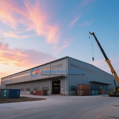 High Quality Prefabricated Steel Structure Workshop Building With Crane And Sandwich Panel